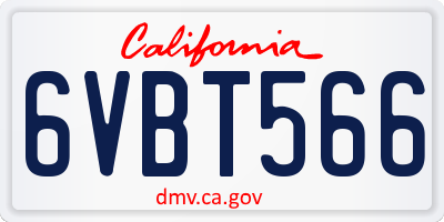 CA license plate 6VBT566