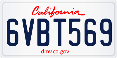 CA license plate 6VBT569