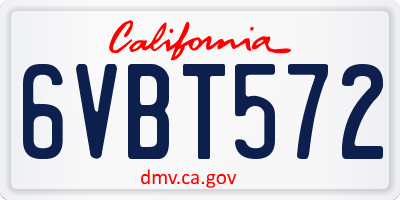 CA license plate 6VBT572