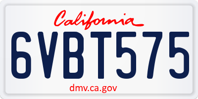 CA license plate 6VBT575