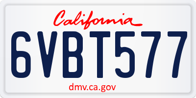 CA license plate 6VBT577