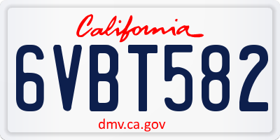 CA license plate 6VBT582