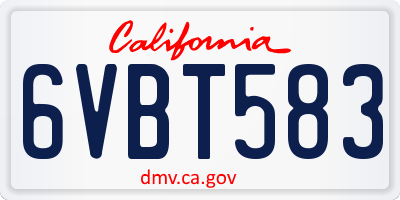 CA license plate 6VBT583