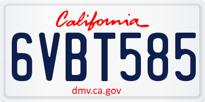 CA license plate 6VBT585