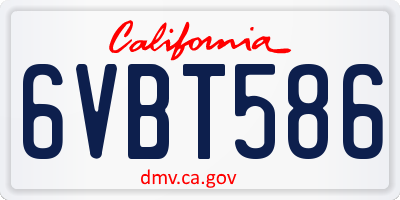 CA license plate 6VBT586