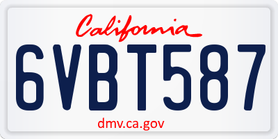 CA license plate 6VBT587