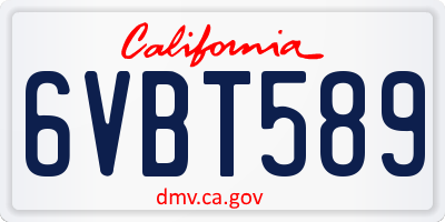 CA license plate 6VBT589