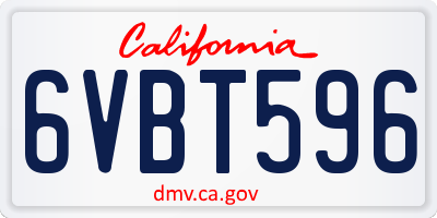 CA license plate 6VBT596