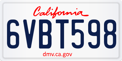 CA license plate 6VBT598