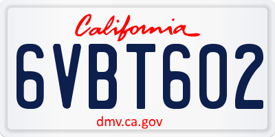 CA license plate 6VBT602