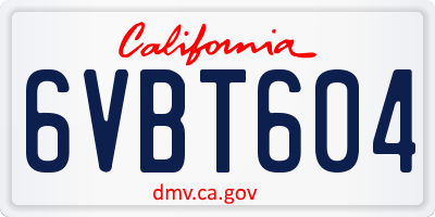 CA license plate 6VBT604