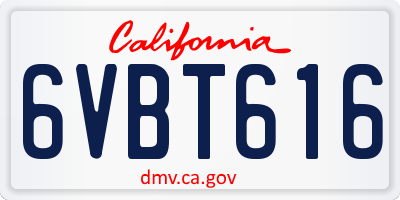 CA license plate 6VBT616