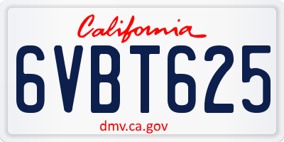 CA license plate 6VBT625