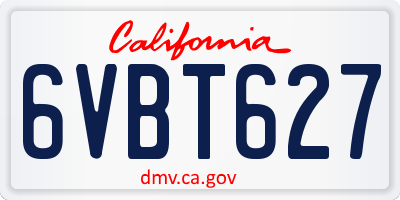 CA license plate 6VBT627
