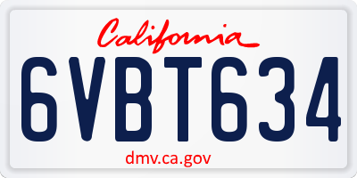 CA license plate 6VBT634