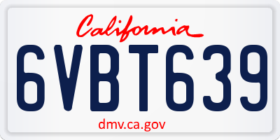 CA license plate 6VBT639