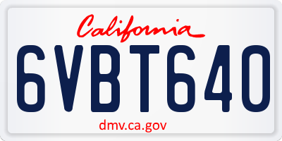 CA license plate 6VBT640
