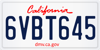 CA license plate 6VBT645