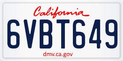 CA license plate 6VBT649