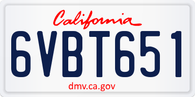 CA license plate 6VBT651