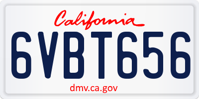 CA license plate 6VBT656