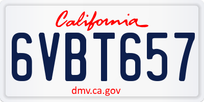 CA license plate 6VBT657