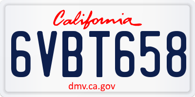 CA license plate 6VBT658