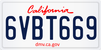 CA license plate 6VBT669