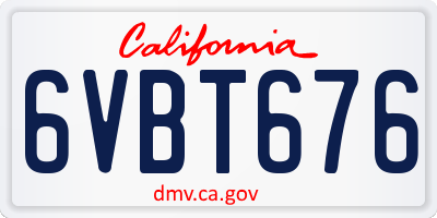 CA license plate 6VBT676