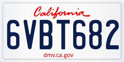 CA license plate 6VBT682