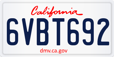 CA license plate 6VBT692