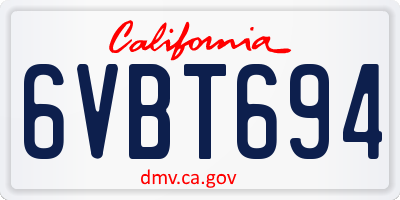 CA license plate 6VBT694
