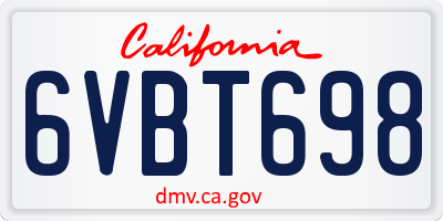 CA license plate 6VBT698
