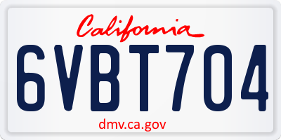 CA license plate 6VBT704