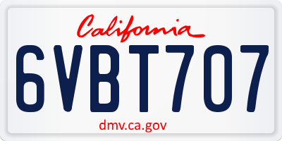 CA license plate 6VBT707