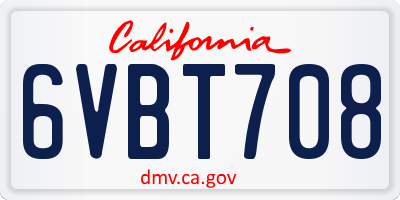 CA license plate 6VBT708