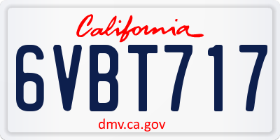 CA license plate 6VBT717