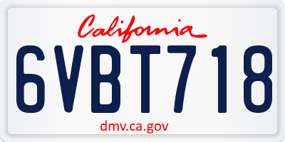 CA license plate 6VBT718