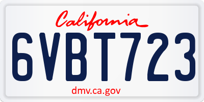 CA license plate 6VBT723