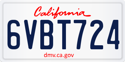 CA license plate 6VBT724