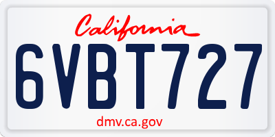 CA license plate 6VBT727
