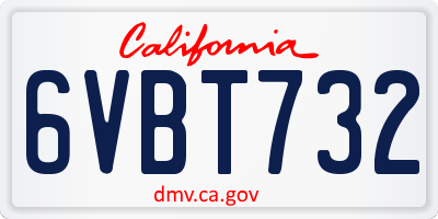 CA license plate 6VBT732