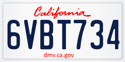 CA license plate 6VBT734