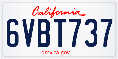 CA license plate 6VBT737