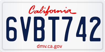 CA license plate 6VBT742