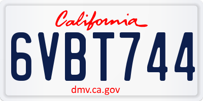 CA license plate 6VBT744