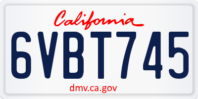 CA license plate 6VBT745