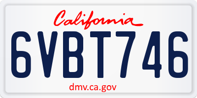 CA license plate 6VBT746