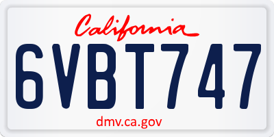 CA license plate 6VBT747
