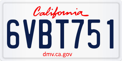 CA license plate 6VBT751